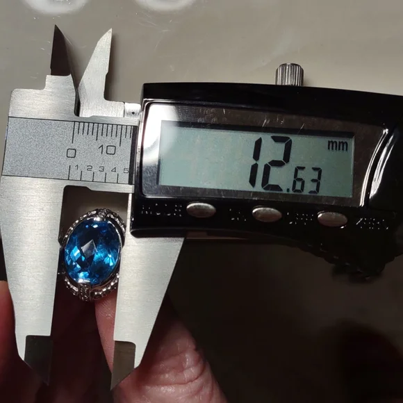 Hold For Sara- Blue Topaz earrings 14kt white gold, channel set diamonds, French - Picture 8 of 9